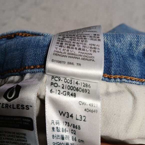 Levis 514 Jeans Mens 34x32 Blue Classic Straight Fit Faded Stretch Denim Sultan - Picture 7 of 14